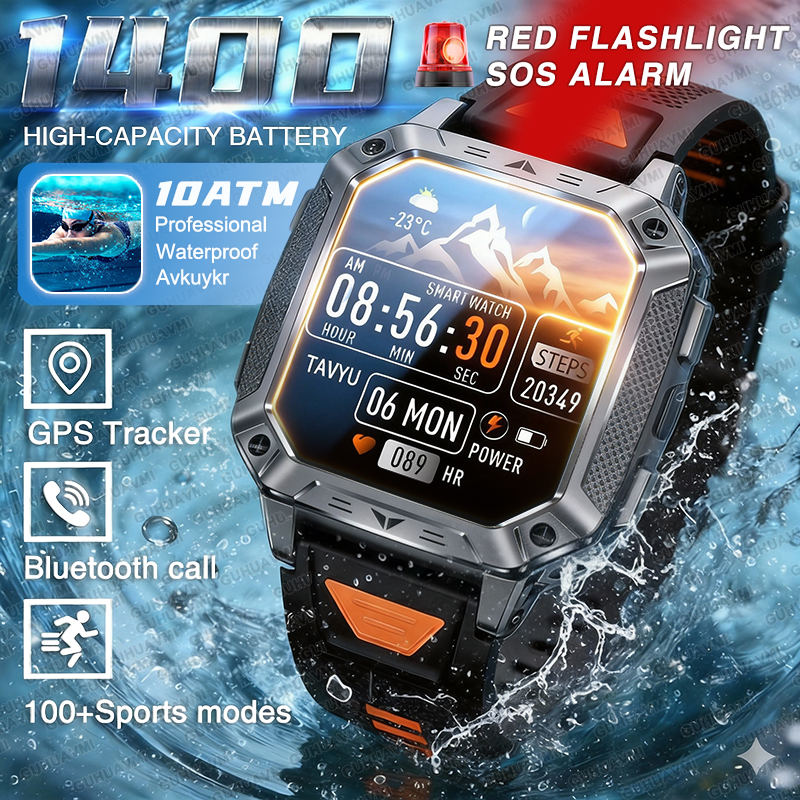 Smartwatch Rugged Watches For Men - TANK Ultra 2026: 1400mAh Military GPS