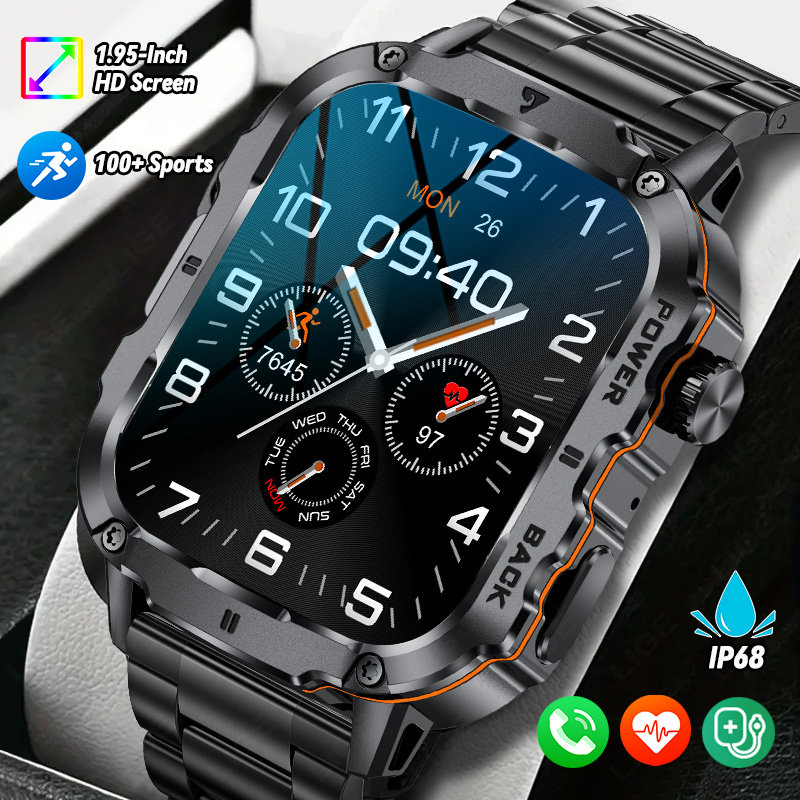 Smartwatch Rugged Watches For Men - LIGE 2025 Rugged Military Smart Watch