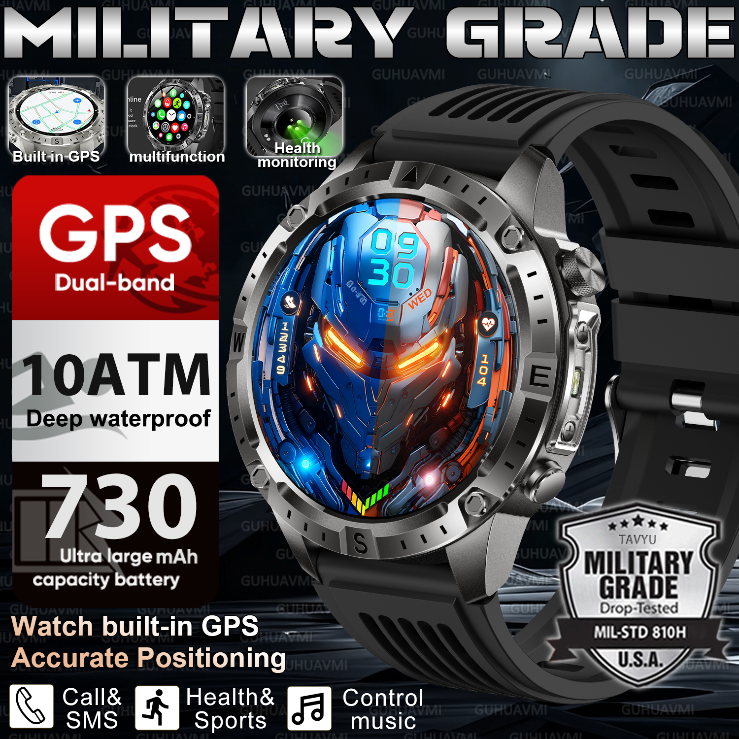 Smartwatch Army Watches For Men - New Men Army grade Built-in GPS