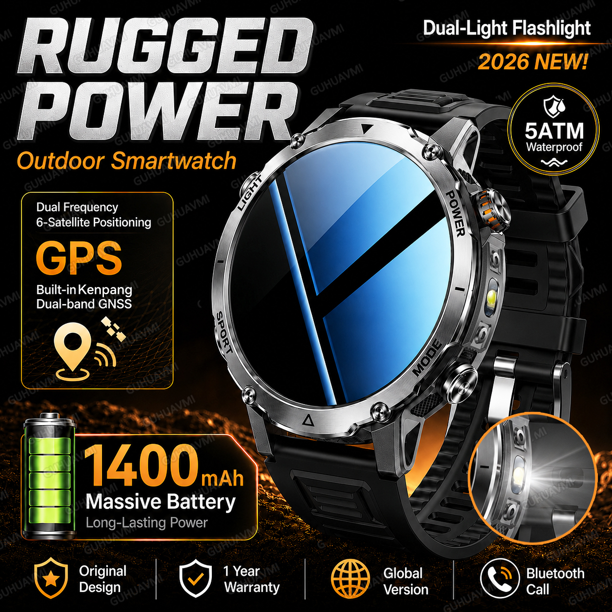 2026 New Rugged Power Smart Wa - Smartwatch Rugged Watches For Men avis et prix