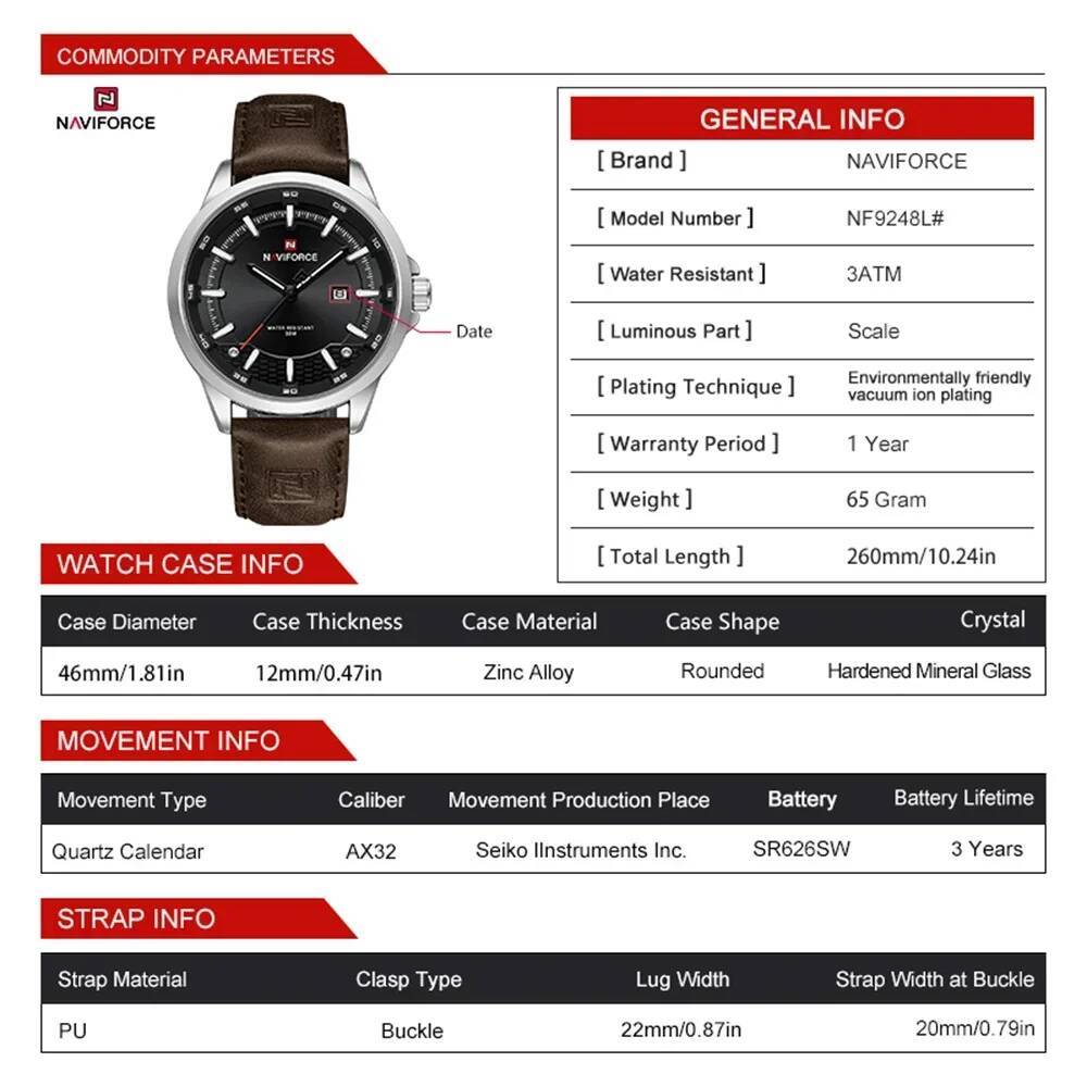 NAVIFORCE 9248L Elegant Men's  - Smartwatch Vintage Watches For Men avis et prix