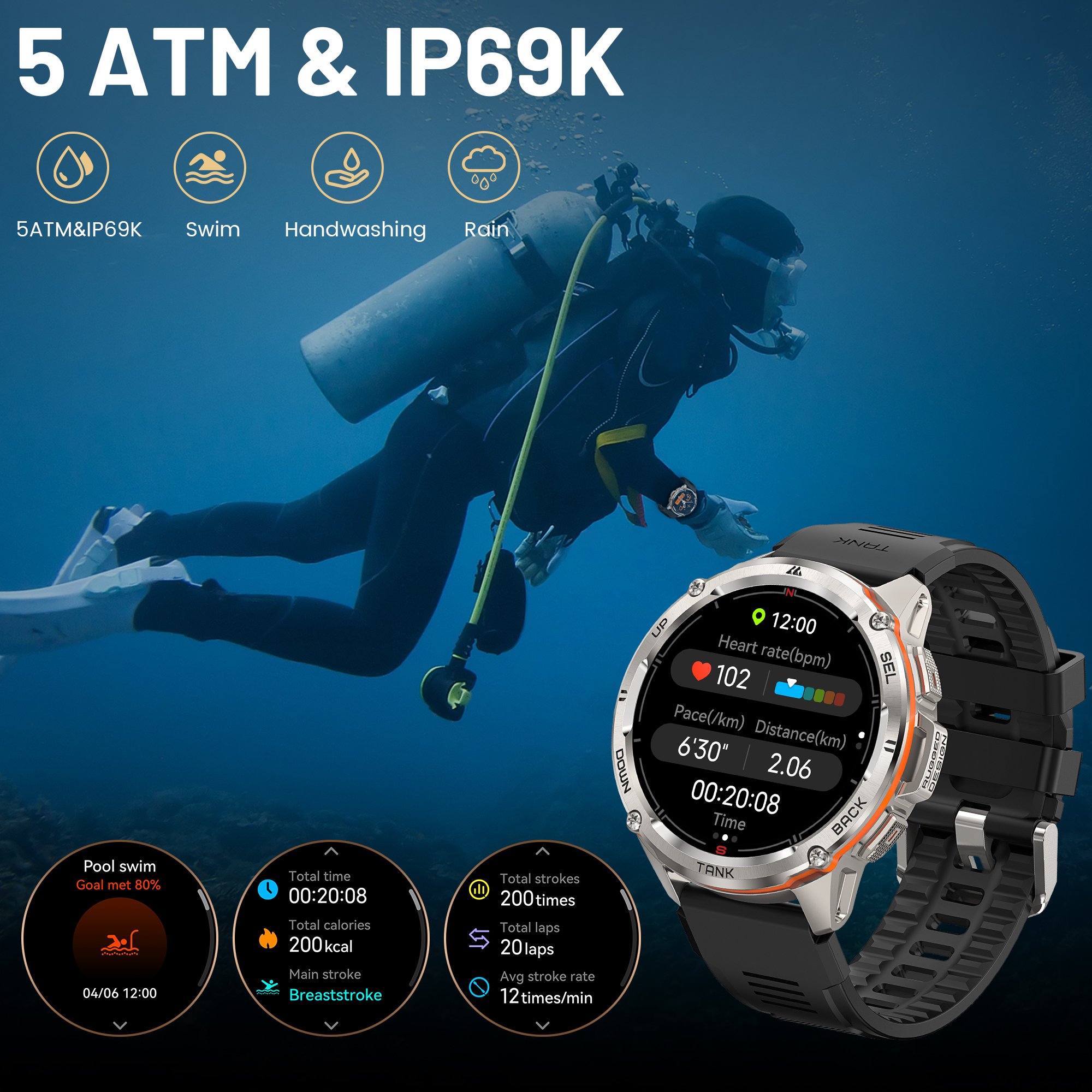 KOSPET TANK T3 Ultra Rugged GP - Smartwatch Rugged Watches For Men avis et prix