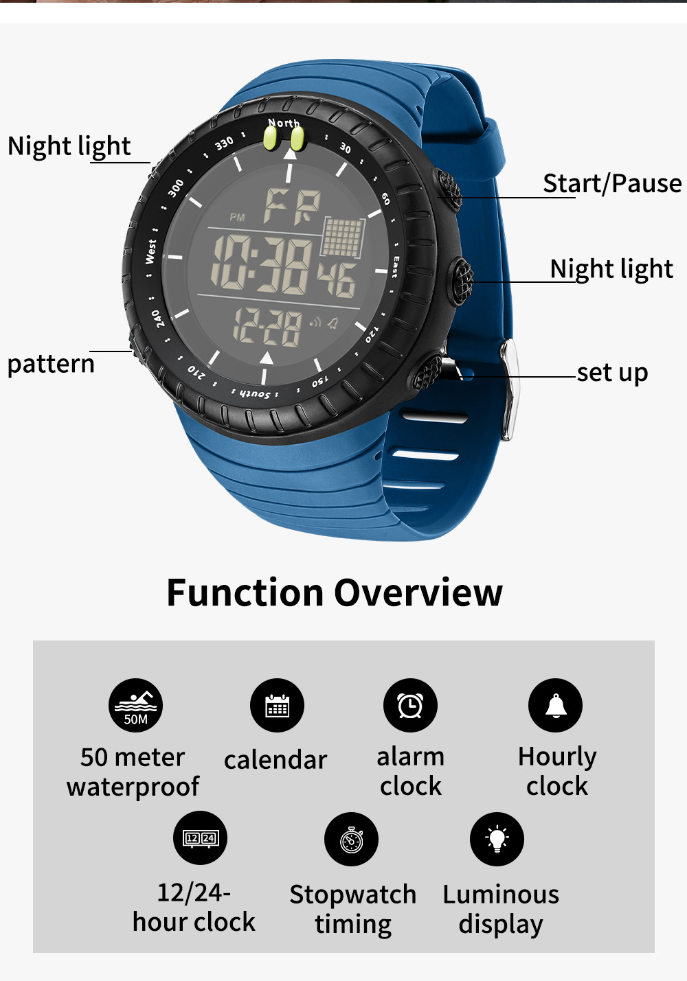 SANDA New 6256 Men's Electroni - Tide Watch Surf avis et prix