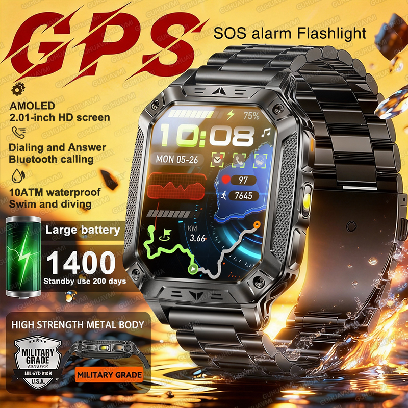 2026 New Military GPS Smart Wa - Smartwatch Rugged Watches For Men avis et prix