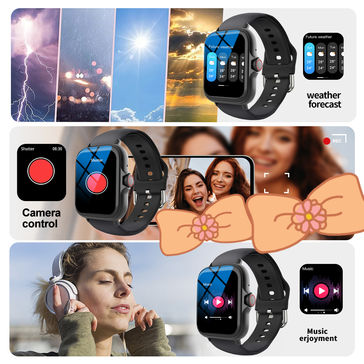 Smartwatch Sports Music Contro - Watch Smart Y68 avis et prix