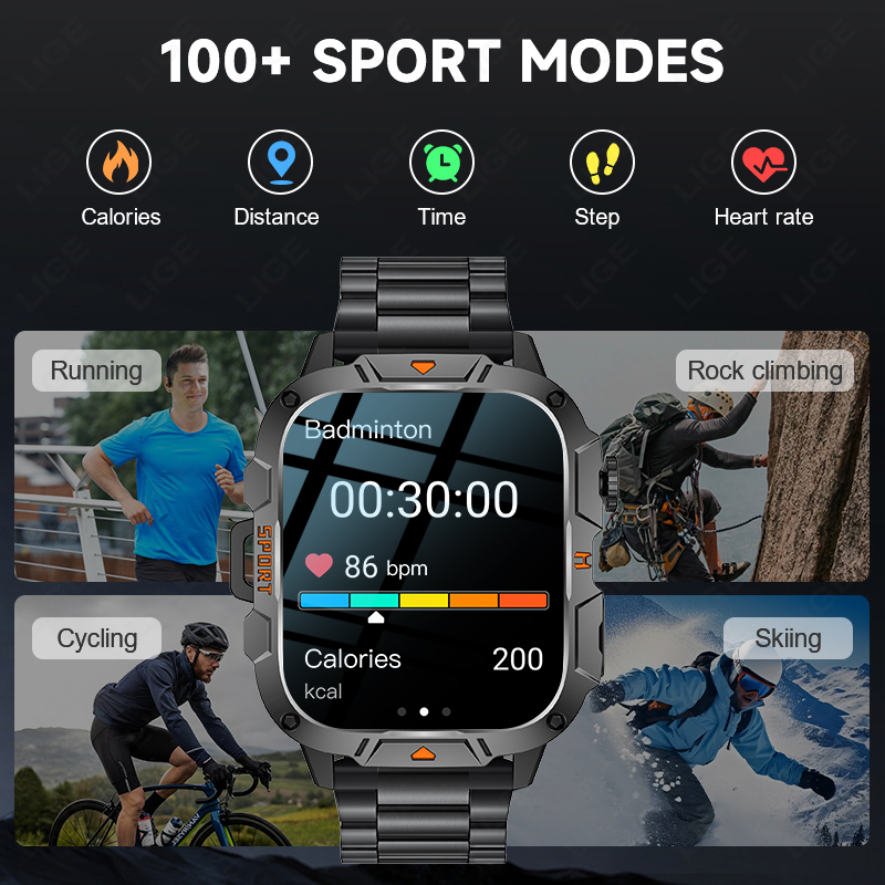 LIGE Rugged Military Smart Wat - Smartwatch Rugged Watches For Men avis et prix