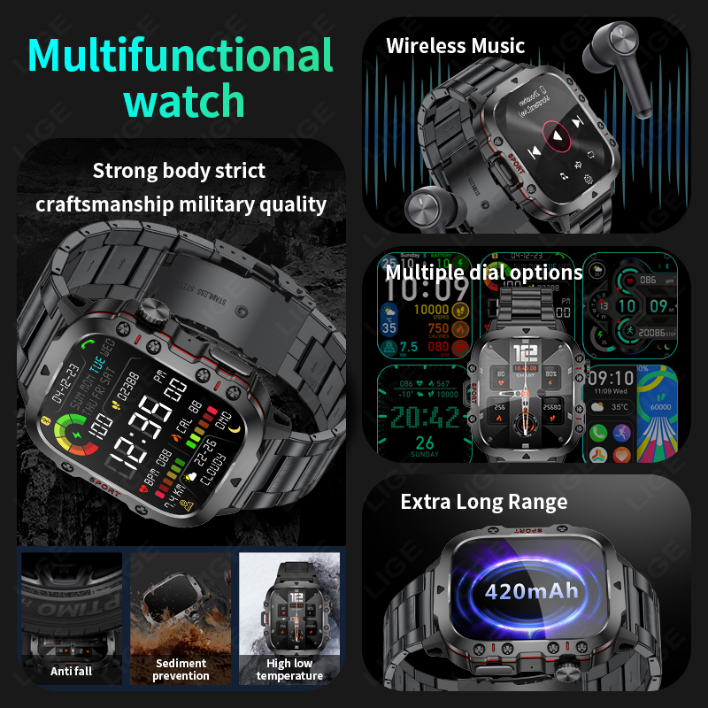 2026 Rugged Military Fitness S - Smartwatch Rugged Watches For Men avis et prix