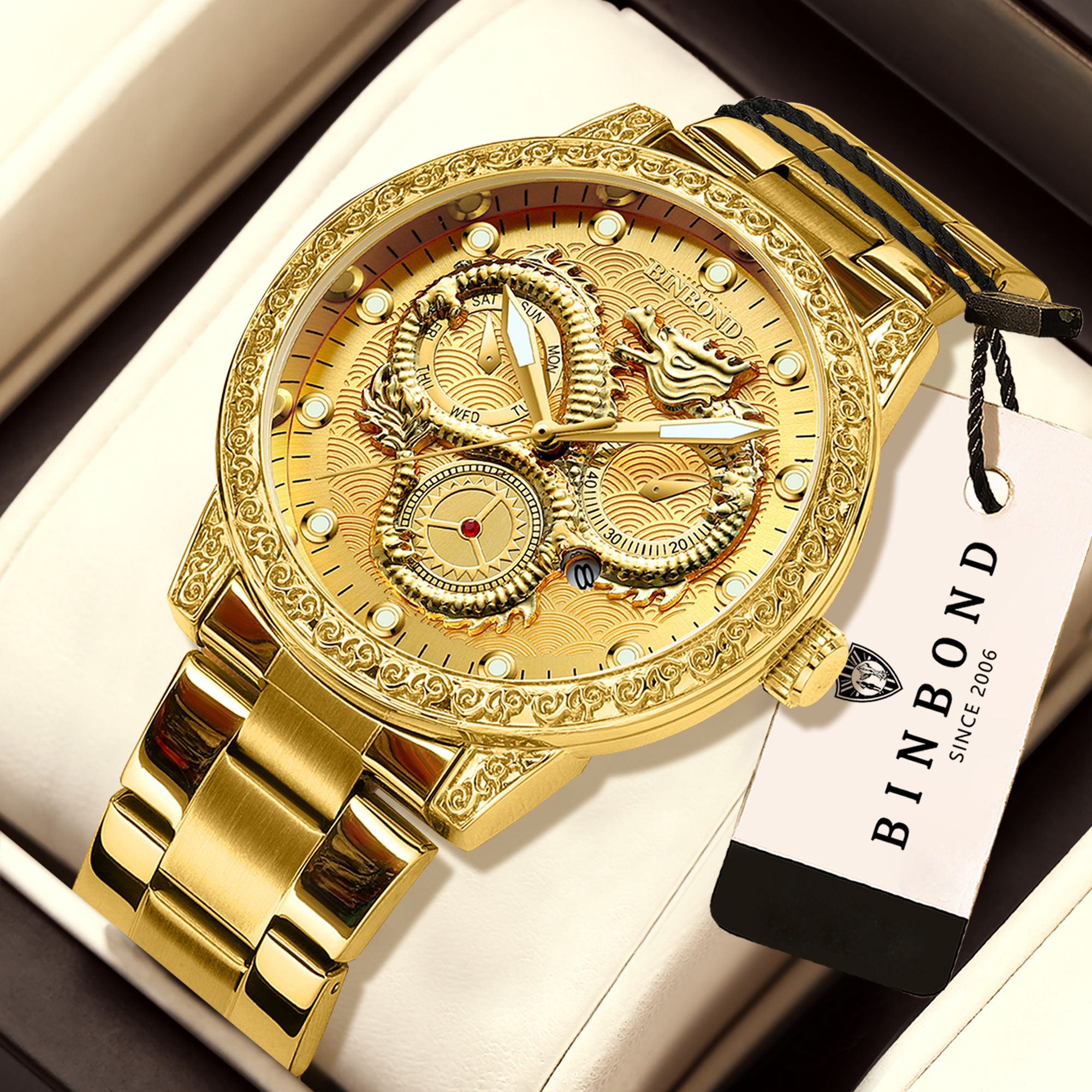 BINBOND Dragon vintage luxury  - Smartwatch Vintage Watches For Men avis et prix