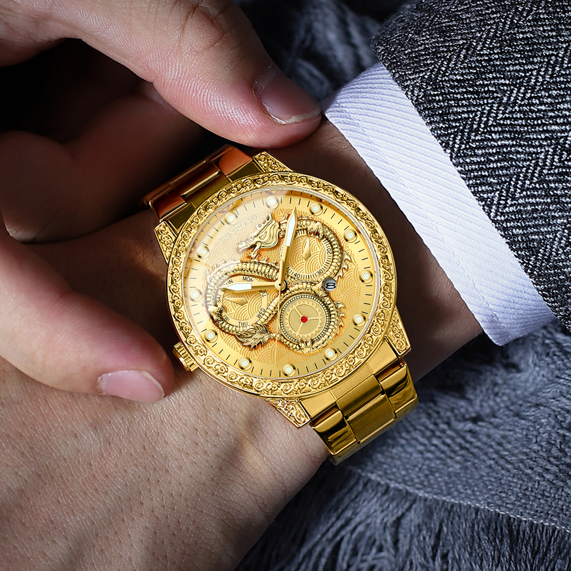 BINBOND Dragon vintage luxury  - Smartwatch Vintage Watches For Men avis et prix