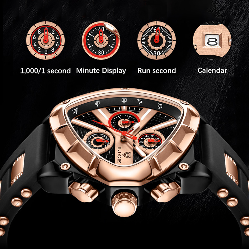 LIGE Fashion Men Watch Triangl - Smartwatch Army Watches For Men avis et prix