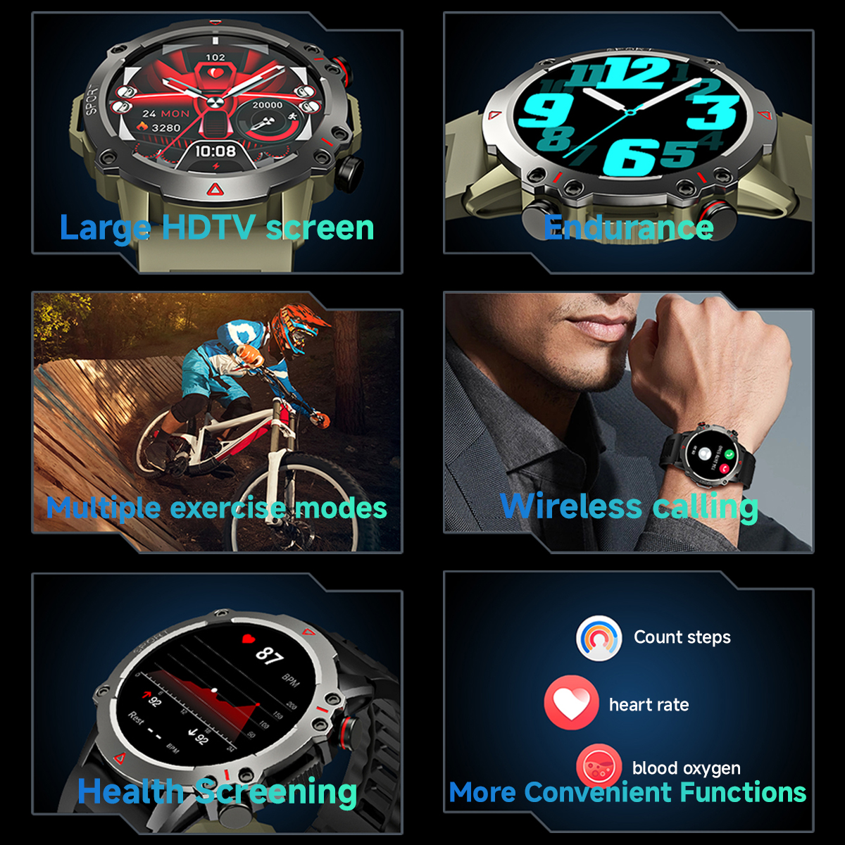 AMOLED SmartWatch Rugged Milit - Smartwatch Rugged Watches For Men avis et prix