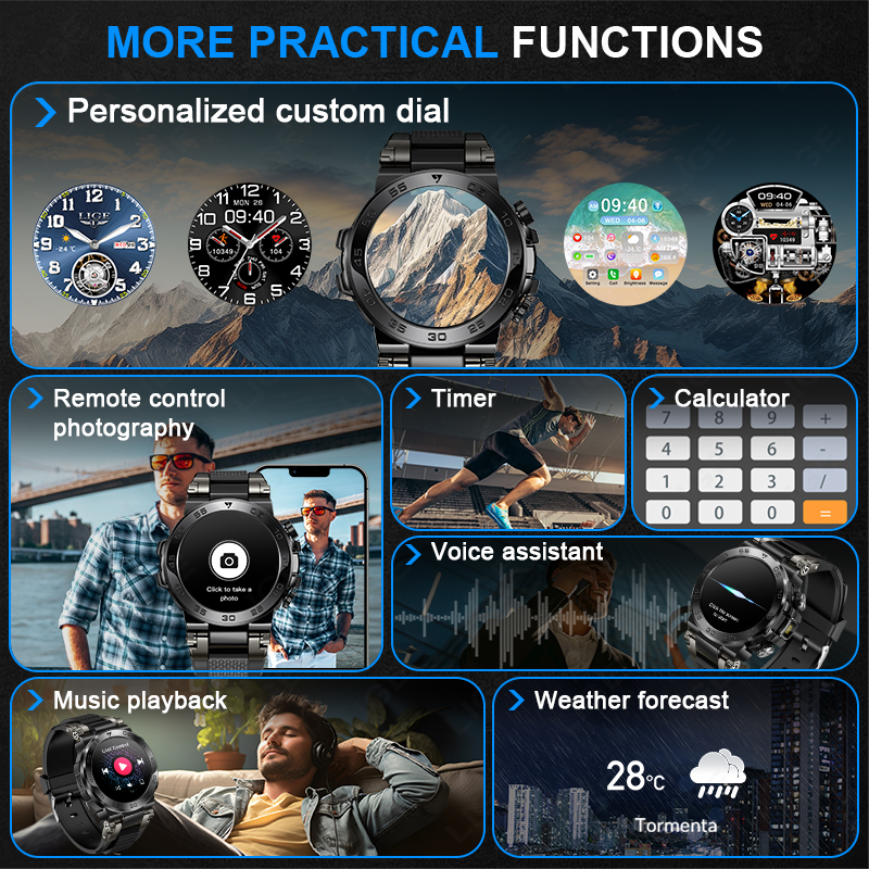 LIGE Rugged Military Smart Wat - Smartwatch Rugged Watches For Men avis et prix