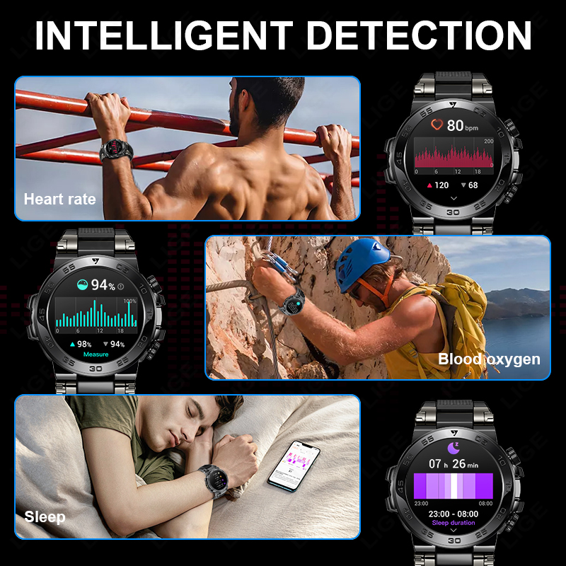 LIGE Rugged Military Smart Wat - Smartwatch Rugged Watches For Men avis et prix