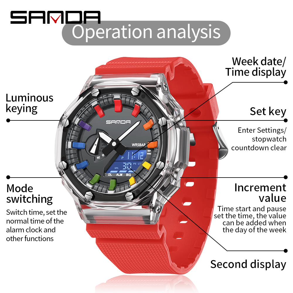 SANDA 3341Digital LED Watch Me - Smartwatch Army Watches For Men avis et prix
